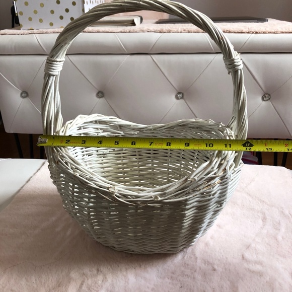 SOLD White Aesthetic Wicker Basket - Picture 6 of 6